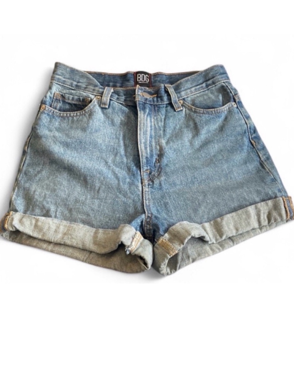 BDG UO URBAN OUTFITTERS - High Rise Mom Blue Rolled Cuff Denim Shorts - SIZE 26